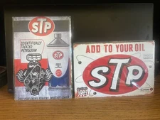 2-STP Motor Oil Company Vintage Novelty Metal Signs 8x12”NIP FOR MANCAVE-SHOP