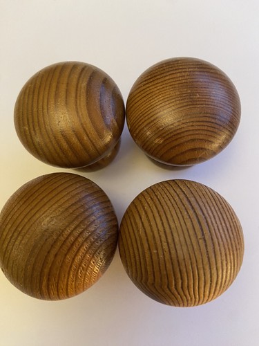 Vintage Cupboard Drawer Pine Wooden Knobs Pulls x 4 (approx 35mm tall)