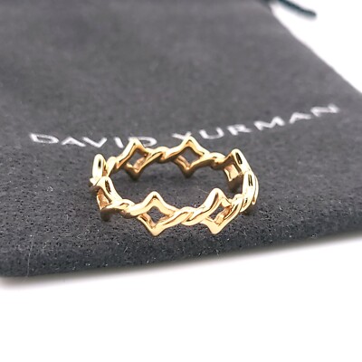 David Yurman 750 18K Rose Gold Quatrefoil Stack Venetian Band Ring Size 