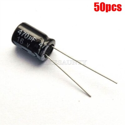 50Pcs Radial 470Uf 16V 105C 8MMX12MM Electrolytic Capacitor New Ic uw