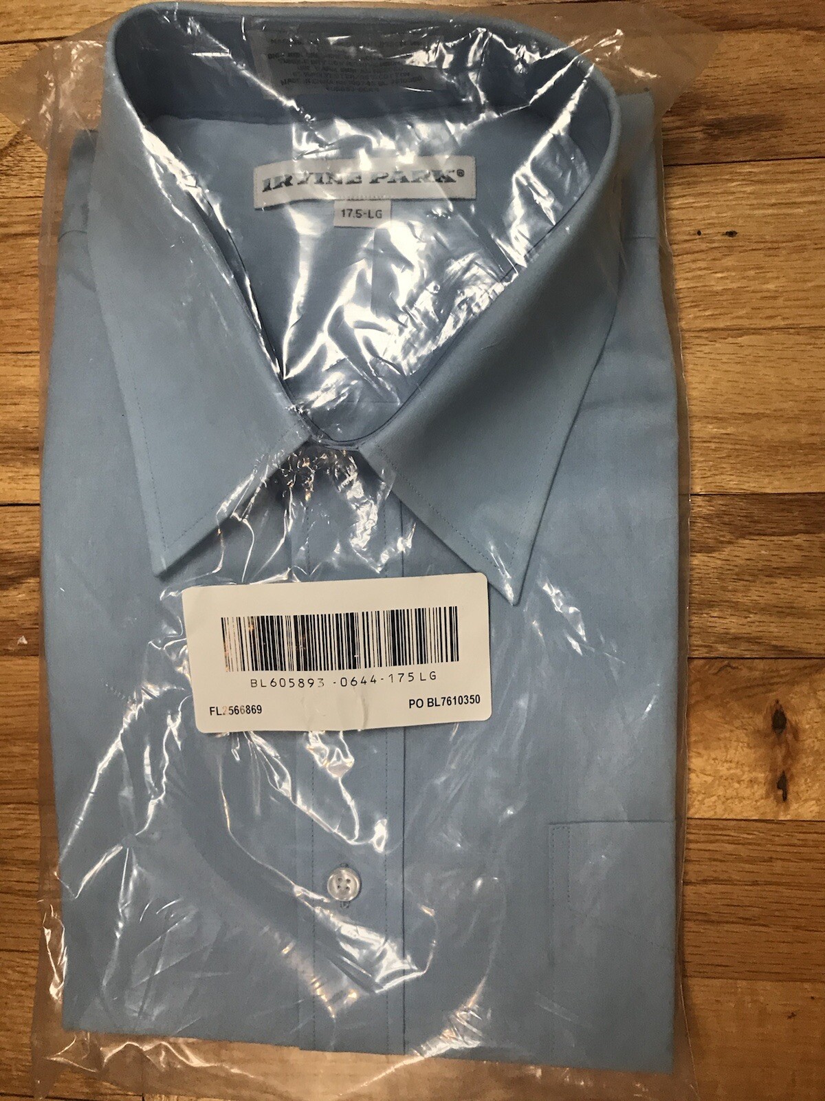 Irvine Park Men's XL Dress Shirt Long Sleeve Blue 17 1/2 Regular Cuff
