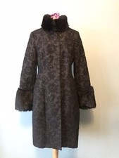 Coast Black Lace Effect Floral Faux Fur Collar & Cuff Trimmed Size 12