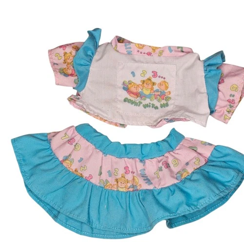 Vtg 80s Cabbage Patch Kid Doll 2 pc Pink Outfit CPK 123 Count With Me Ruffles