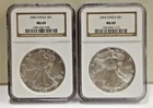 2002, 2003  US Silver Eagle $1 NGC MS69