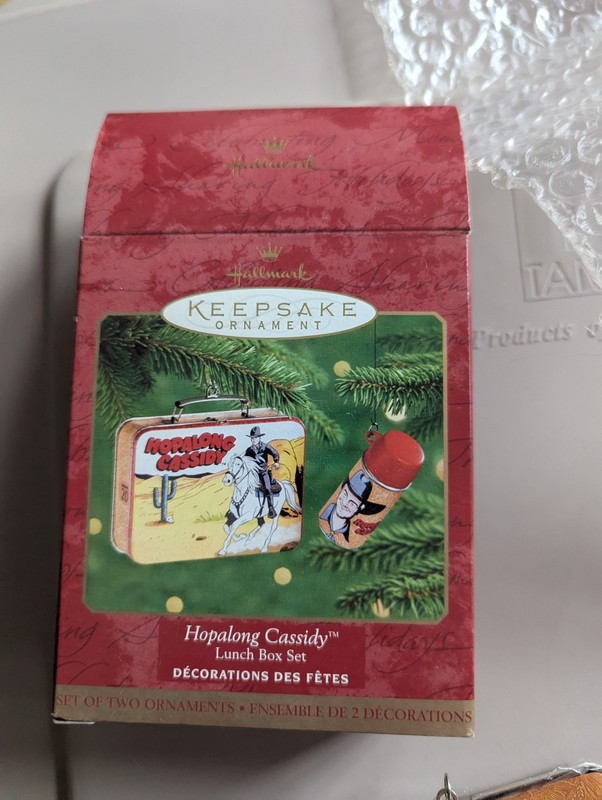 HOPALONG CASSIDY Hallmark 2000 Lunch Box Set Ornaments Thermos & Lunch Box NIB