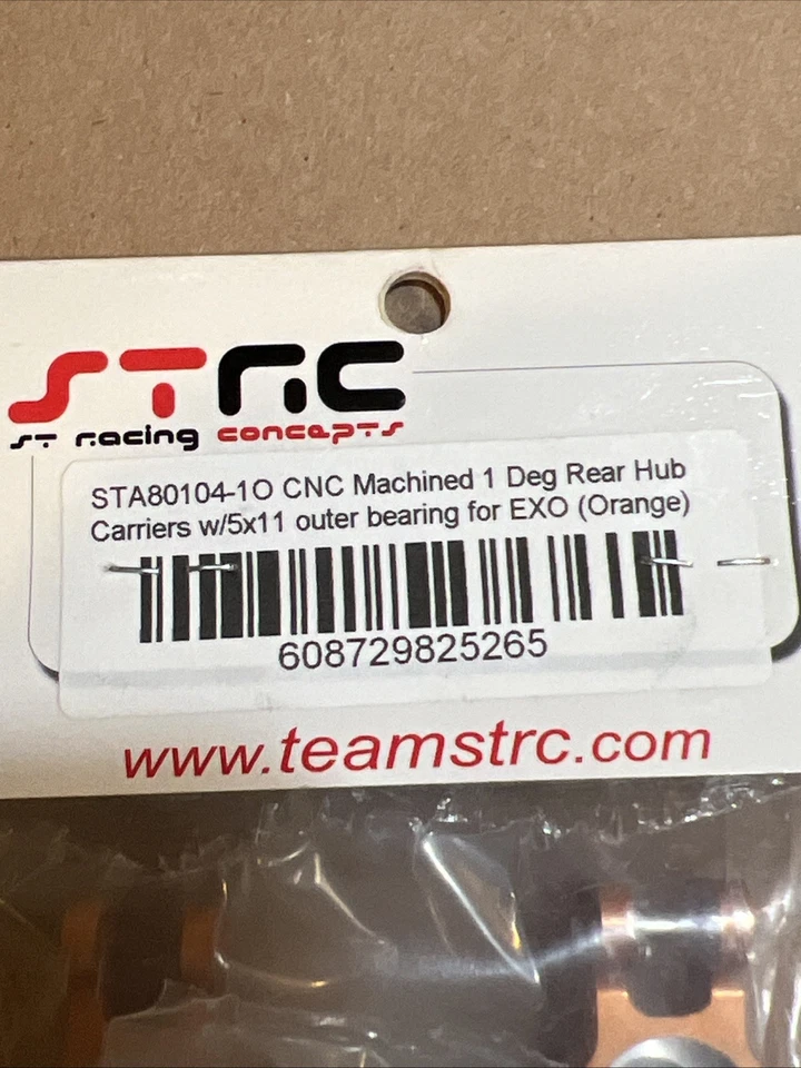 ST Racing Concepts CNC 1DEG EXO Rear Hub Carriers w/5x11 Outer Bearings Orange - Image 3 of 3