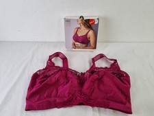 M&S Women's Bra Dark Raspberry Lace Trim Total Support Full Cup Non-Wired New