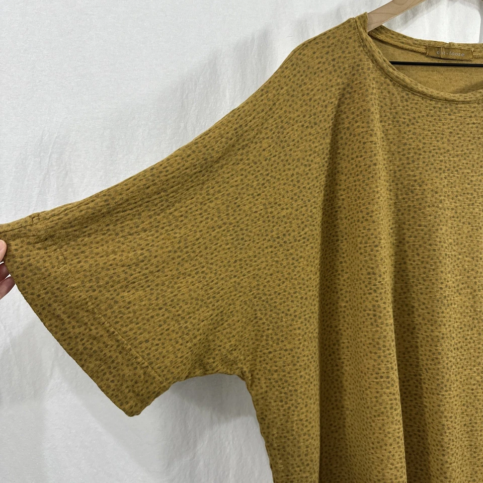 Top Corte Suelto Lunares Gran Tamaño Lagenlook Manga Dolman O/S Lino Algodón Boho Foto 4 de 4