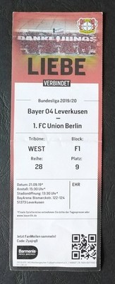 TICKET Bundesliga 2019/20 Bayer 04 Leverkusen - Union Berlin # 289