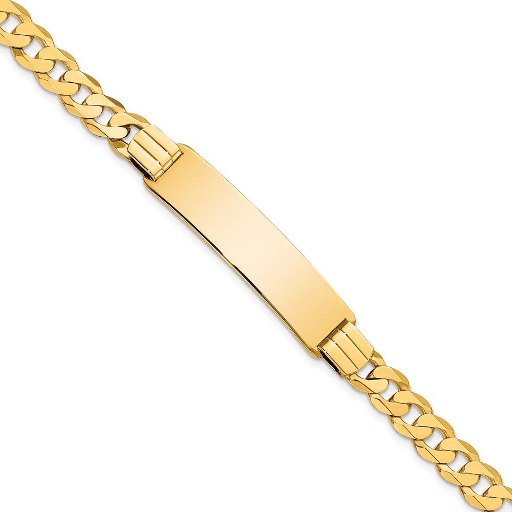 10k Yellow Gold Flat Curb Link Chain ID Bracelet 8