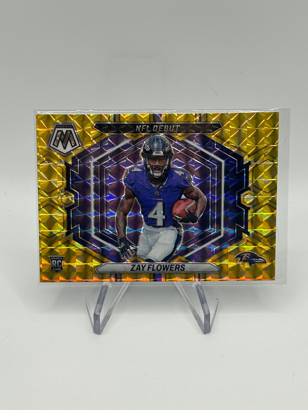 2023 Panini Mosaic #ND-18 PRIZM Zay Flowers NFL Debut Yellow Reactive RC