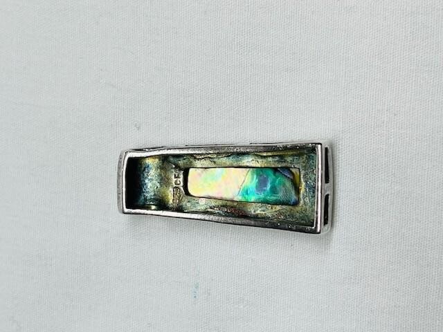 Sterling Silver - Abalone Inlay Rectangular Penda… - image 7
