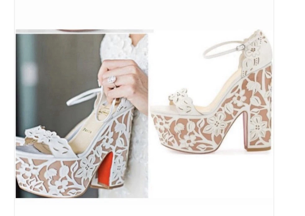 Christian Louboutin Women's Leather Upper Floral Heels for Women