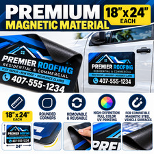 2 Custom Magnetic Car Signs 18x24 Truck Door Magnets Full Color Free Design
