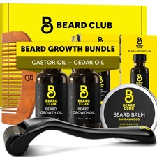 Enhanced Beard Growth Kit Derma Roller Oil 2PK Sandalwood Balm Comb Gift Set