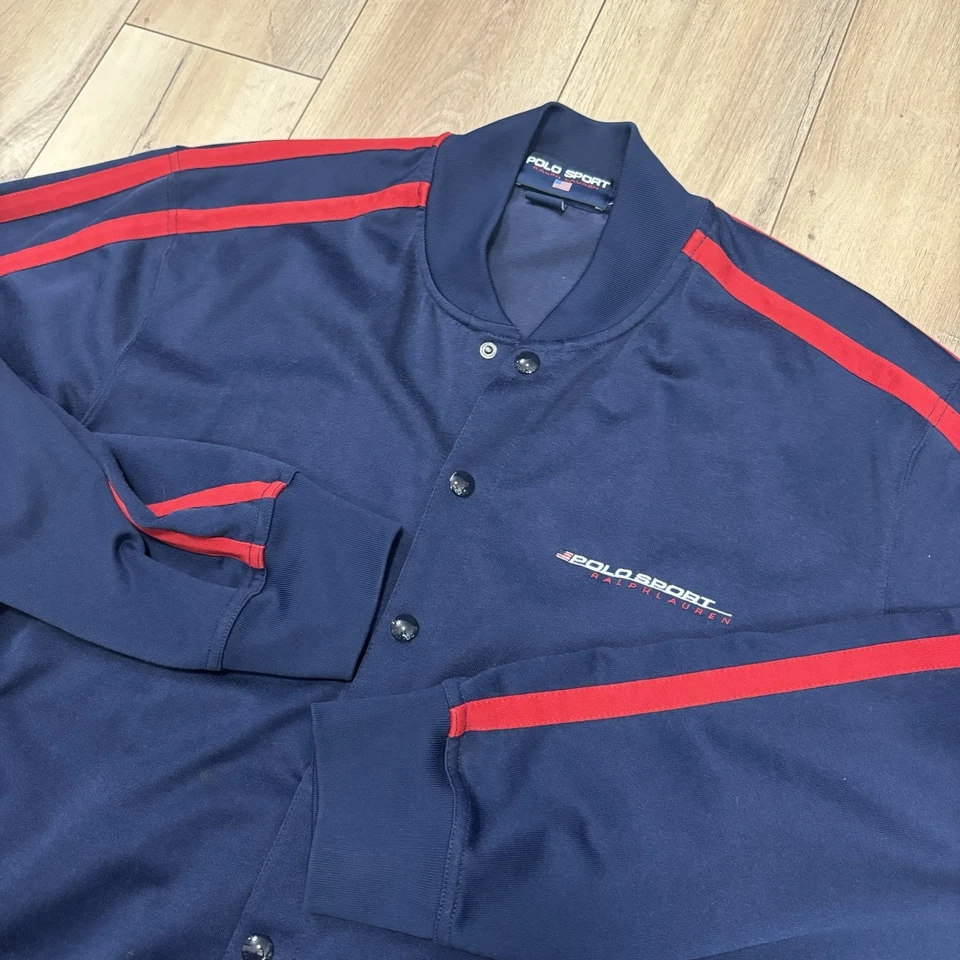 Chaqueta Polo Deportiva Ralph Lauren De Colección Años 90 Para Hombre Botón a Presión Completo - Talla L Foto 3 de 4