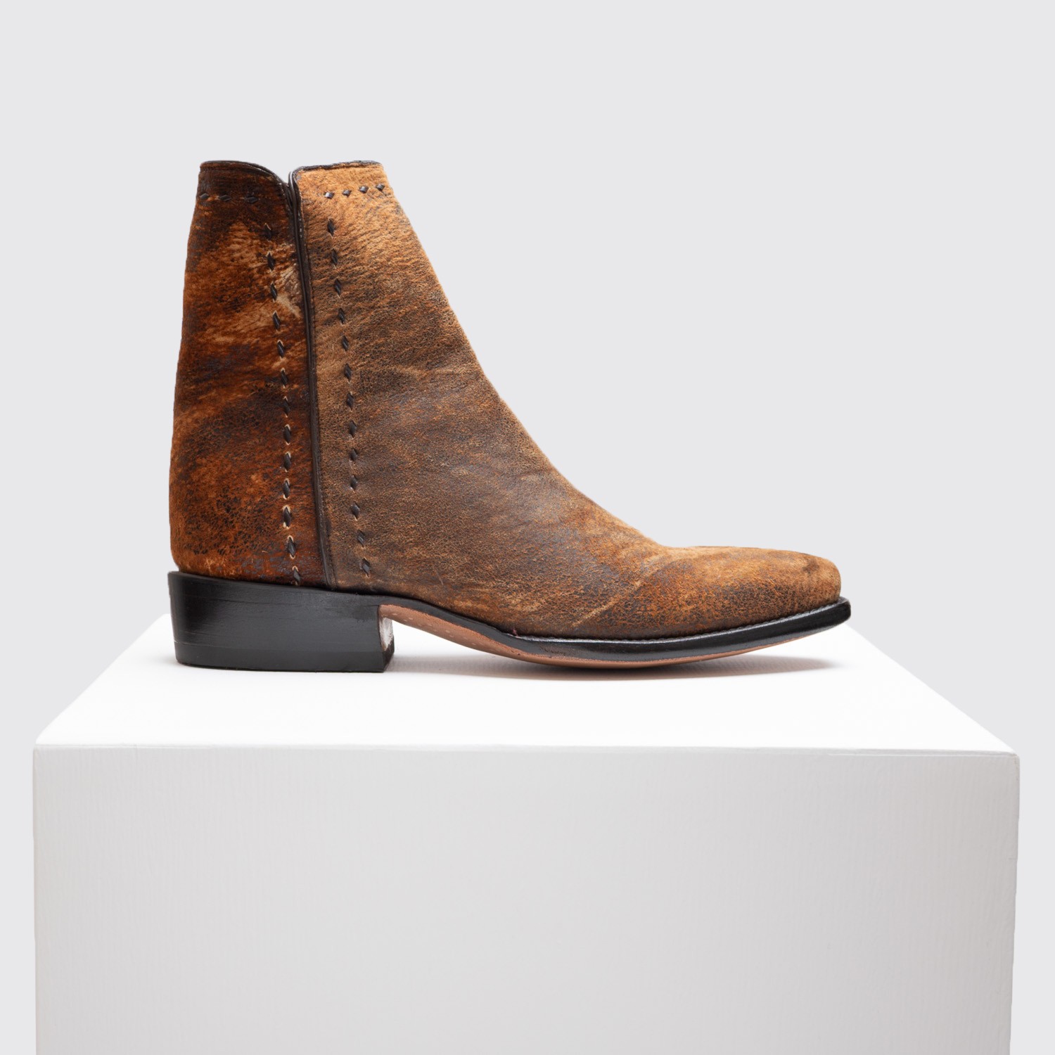 Botas Stallion Zorro 2 Talla 8.5 D Vintage Camel Niño Gamuza Western con Cremallera