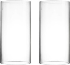 2 PCS H:6" D:3" Open Ended Glass Hurricane Candleholder Tube Shade Flame Candle