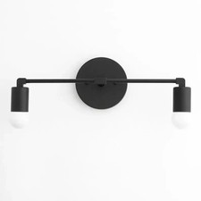 Modern Black Vanity Light Fixture, 2 Light Wall Sconce