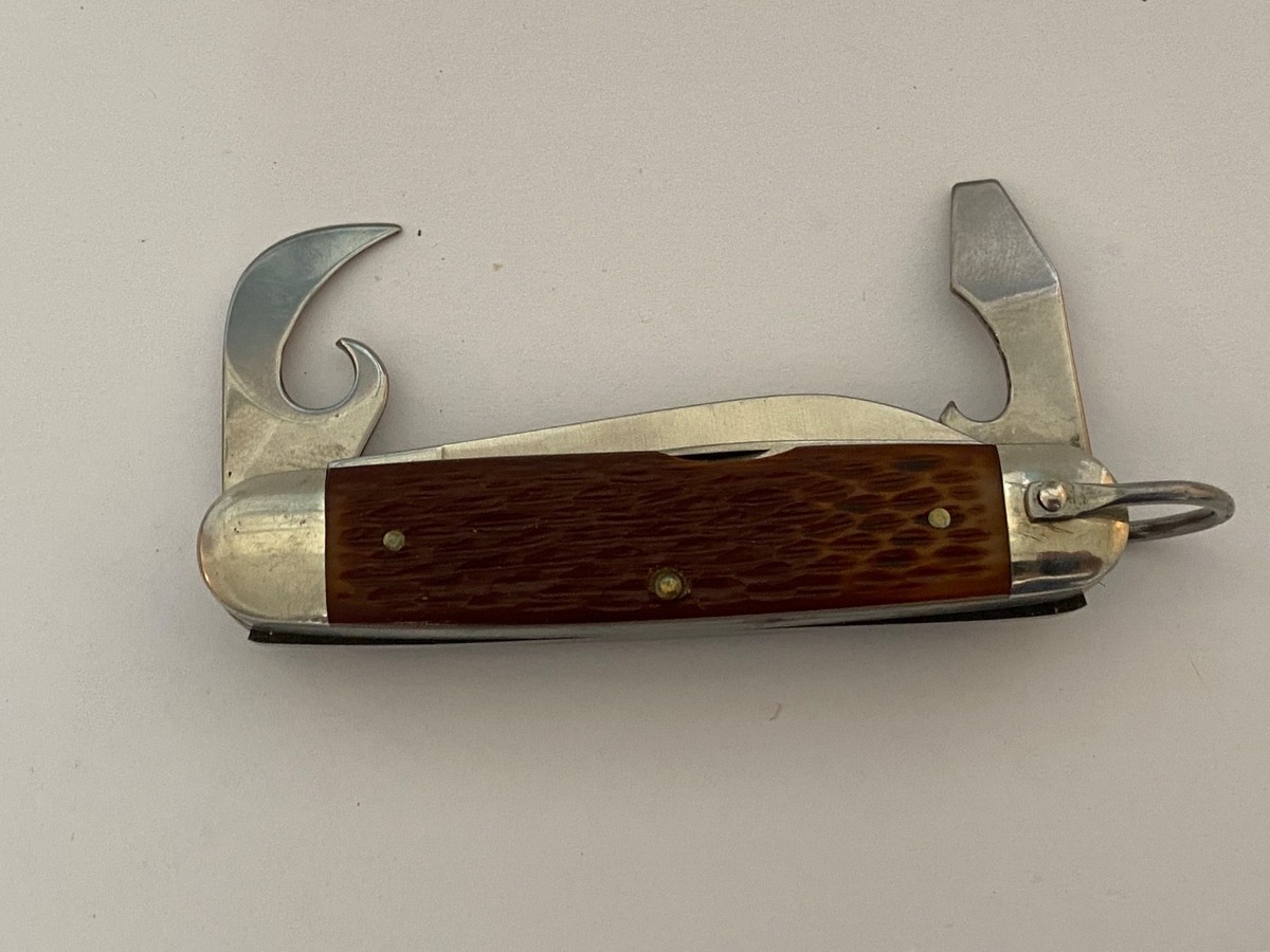 Vintage Camillus USA 4 Line Jigged Bone Boy Scout Multi Tool