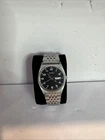 Vintage Seiko V7439020  Quartz Day Date Black Dial Silver Tone Mens Watch”