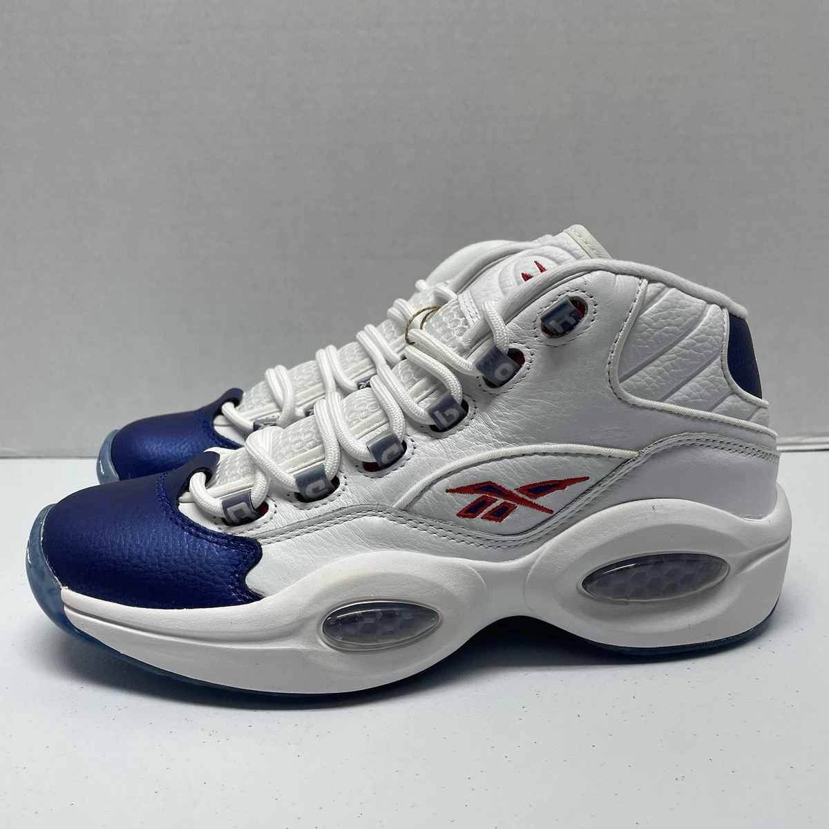 Reebok Question Mid Blue Toe GX0227 Size 8.5 White Blue Allen Iverson Philly Reebok Classics Question Mid Allen Iverson Blue Toe OG  main image 3