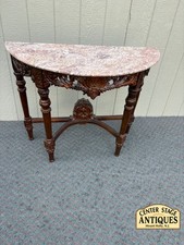 67674  Victorian Marble Top Demilune Console ...