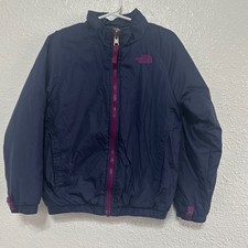 The North Face Girls XXS 5 Navy Blue Magenta Full Zip Insulated Jacket Puffer