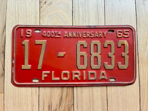 1965 Florida License Plate - Numbers YOM Clear