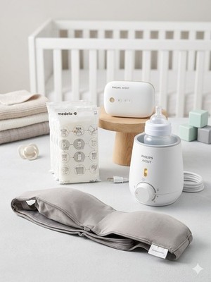 Philips Avent Fast Bottle Warmer & Breast Pump Motor Bundle + Medela Bags & Bra