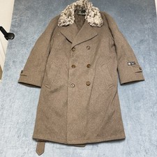 Lakeland Overcoat Mens 42 Brown Wool Notch Lapel Double Breasted Made In USA