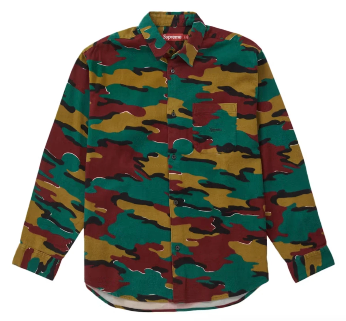 Supreme Camouflage Long Sleeve Casual Button-Down Shirts for Men