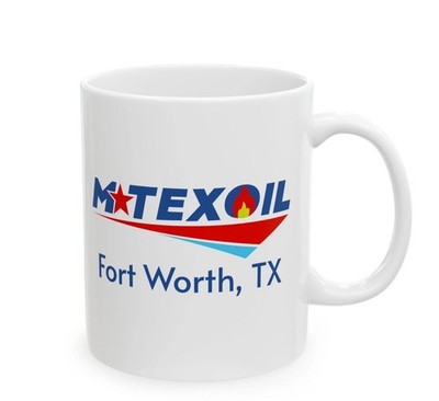 M-Tex Oil Fort Worth TX Logo Landman Accent Coffee Mug Billy Bob Souvenir