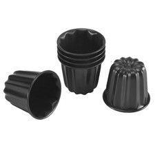 Canele Mold, Cannele Muffin Cup, 6Pcs Non-Stick Cannele Mould Gray-Black2082