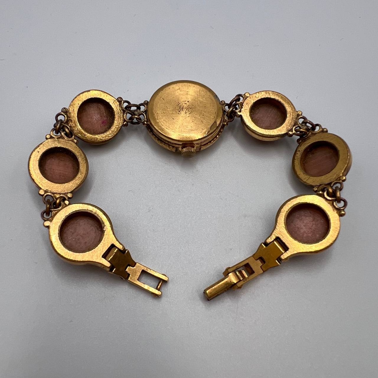 Vintage USSR Chaika Women’s Gold Plated Wrist Watch Cat’s Eye Stones Working 33g