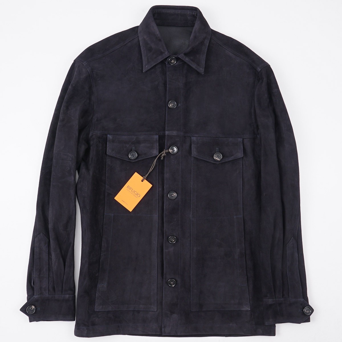 Rifugio Napoli Navy Unlined Nappa Suede Leather Shirt-Jacket S NWT
