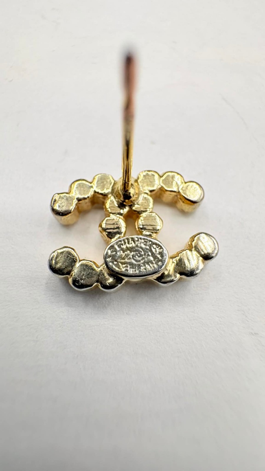 CHANEL CC Logos Rhinestone Stud Earrings Gold Tone 925 thumbnail 12