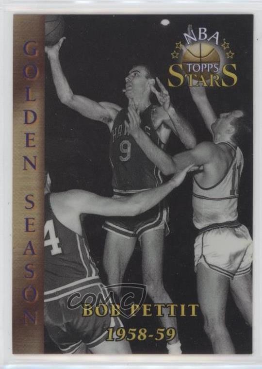 1996 Topps Stars Golden Season Finest Refractor Bob Pettit #85 HOF 7m4
