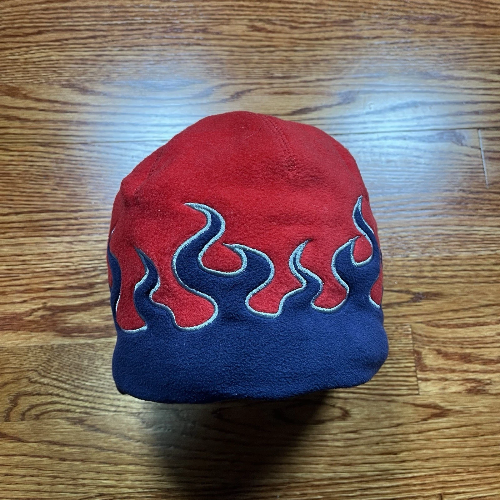 L.L. Bean Unisex Kids Size Medium Flame Fleece Winter Beanie Hat Blue/Red