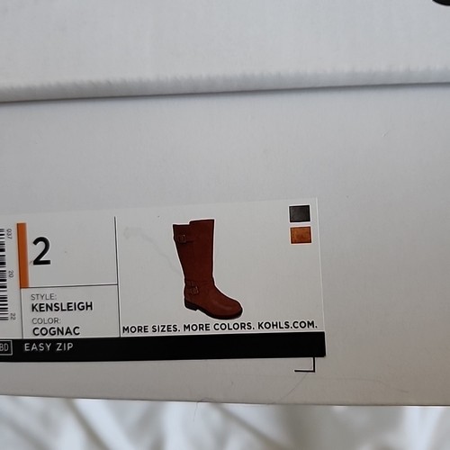 Sonoma KENSLEIGH Riding Boots Cognac Brown Buckle Accent Easy Zip Kids Size 2 - Picture 6 of 6