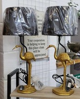 Black and Gold Heron table lamps *PAIR* - NEW