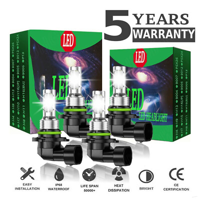 For Chevy C1500 2500 3500 1990-98 8000K LED Headlight Bulbs Hi/Lo Beam Combo Kit