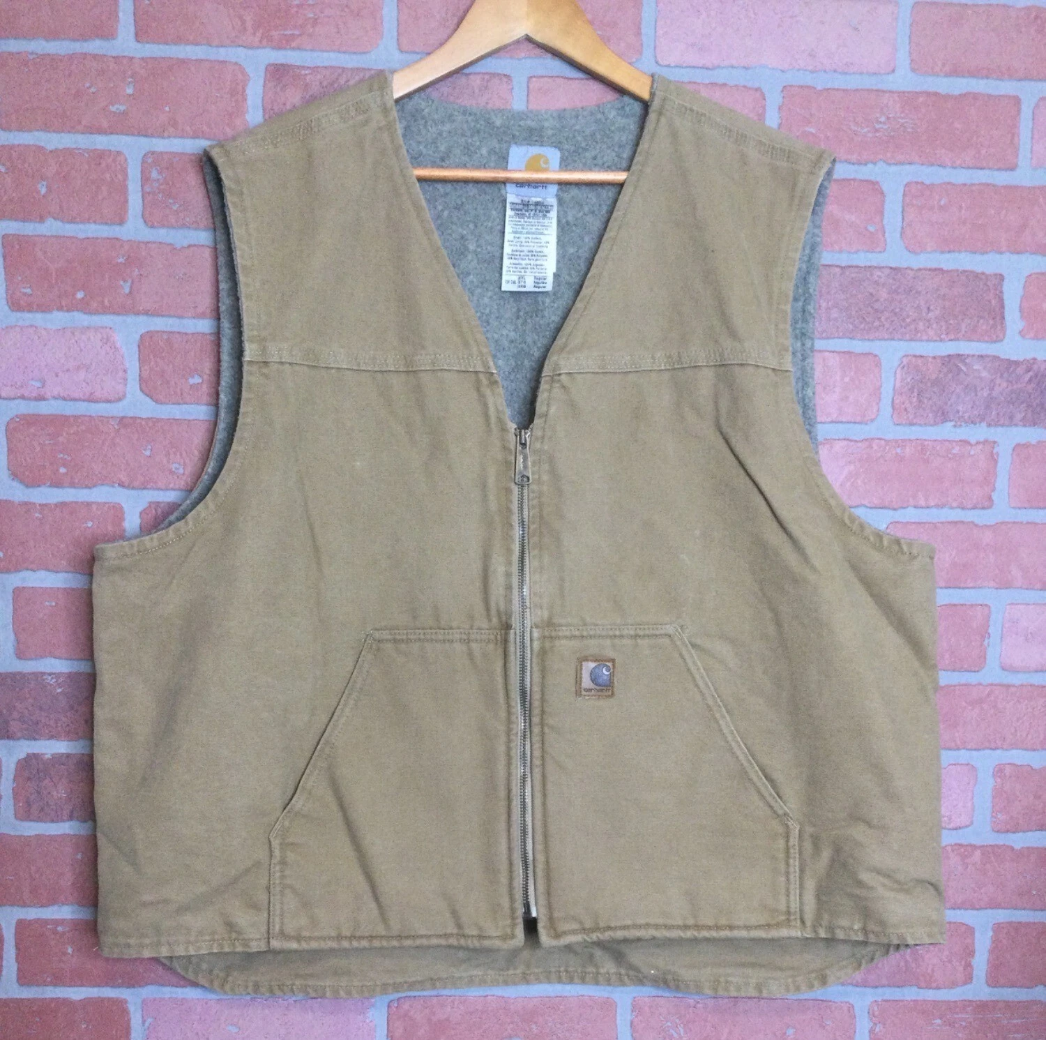 Carhartt V26 CML Mens 2XL Duck Canvas Sherpa Lined Vest Full Zip Pockets Gorpcor