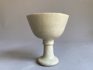 Antique Chinese Ming Stemmed Pale Celadon Porcelain Wine Cup