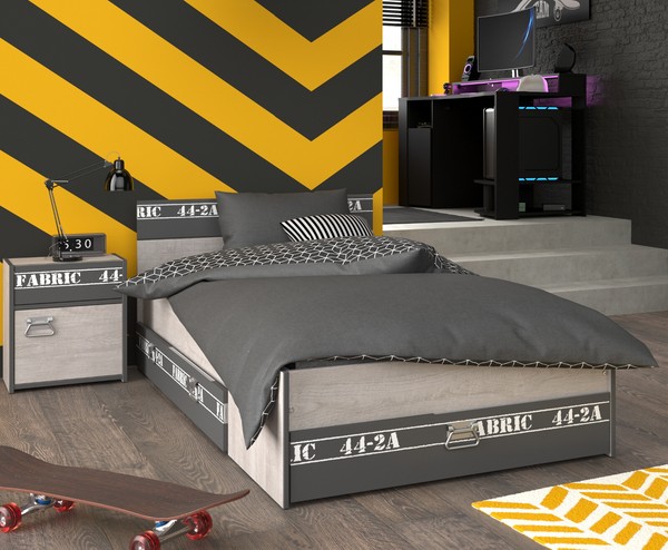Kinderzimmer Jugendzimmer Komplett Set Stauraum Bett Gamer Schreibtisch Fabric-image