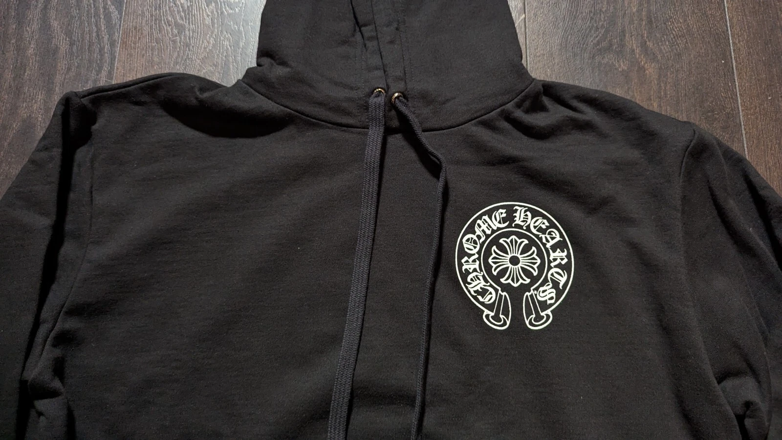 CHROME HEARTS Felpa con cappuccio esclusiva Londra Cromata Cuori Nero Bianco Nero piccola