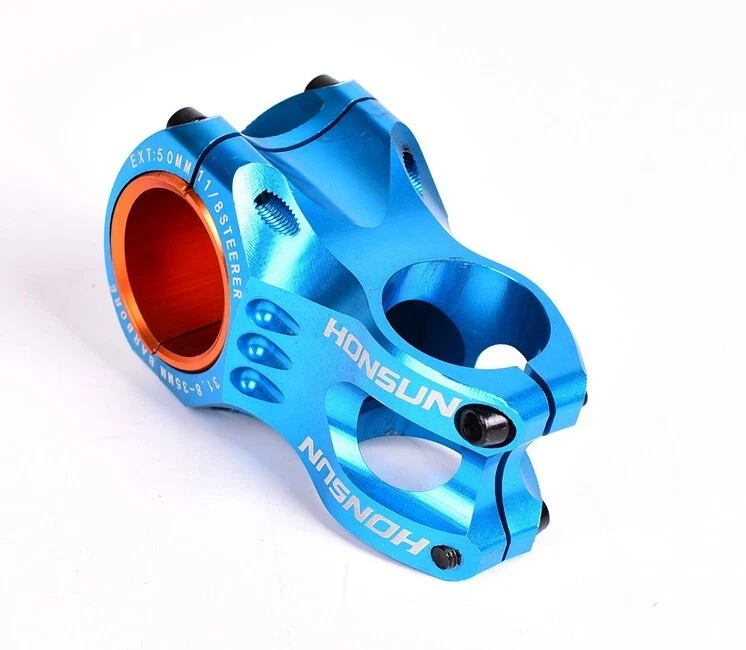 HONSUN Aluminum Bicycle Stems 28.6*31.8/35*50mm 0° MTB Road DH XC Bike Stem Blue - Image 3 of 4