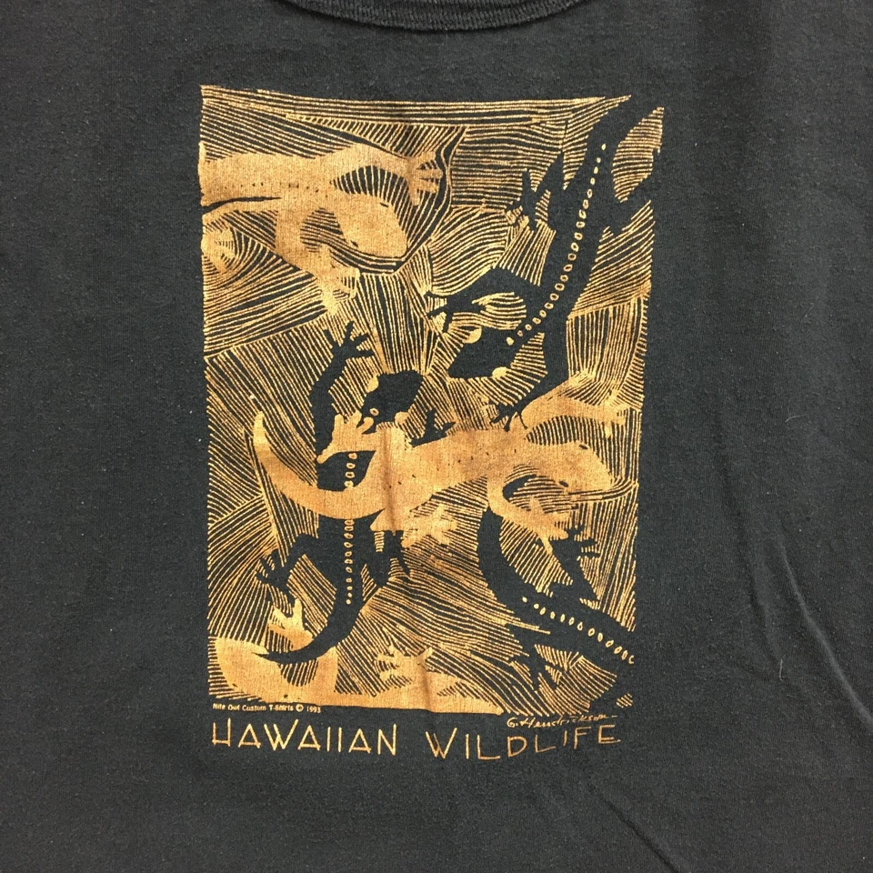 Camiseta sin mangas vintage Hawaiian Wildlife grande adulto negra lagarto sin mangas para mujer L Foto 2 de 4