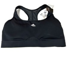 NEW Adidas Small A-C Sports Bra Solid Black No Wire Black White 1845