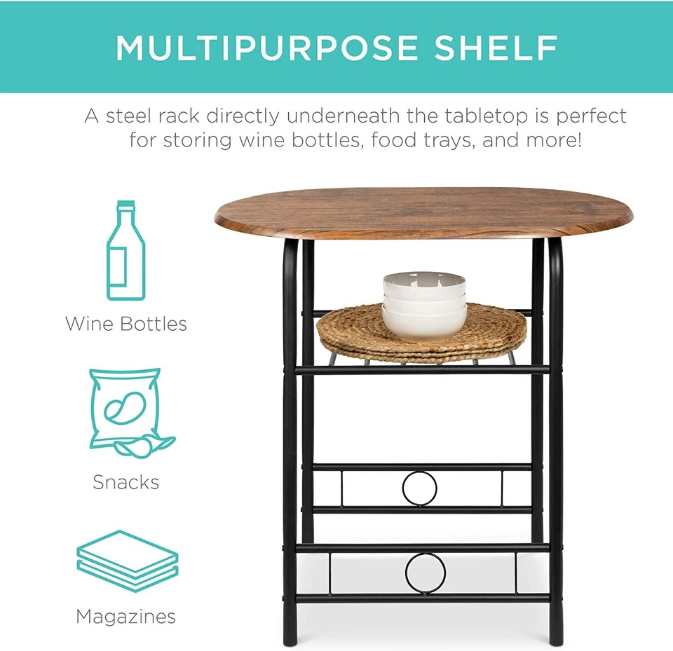 3 Pieces Wooden Dining Tables and Chairs New Kitchen Planning Ideas Breakfast - Image 4 of 4